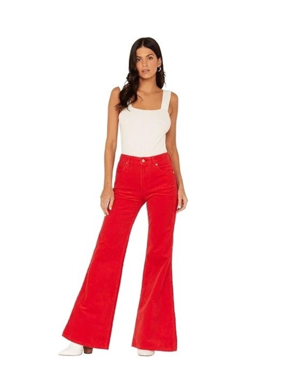 Wrangler The Wanderer High Rise Flare 622 Red Corduroy Sz 30/32 NWT